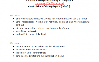 Kinderpflegerin/Erzieherin (m/w/d) gesucht in St. Margareta Kemnath a. B.